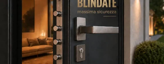 Dettaglio serratura e cerniere porta blindata alluminio classe RC2