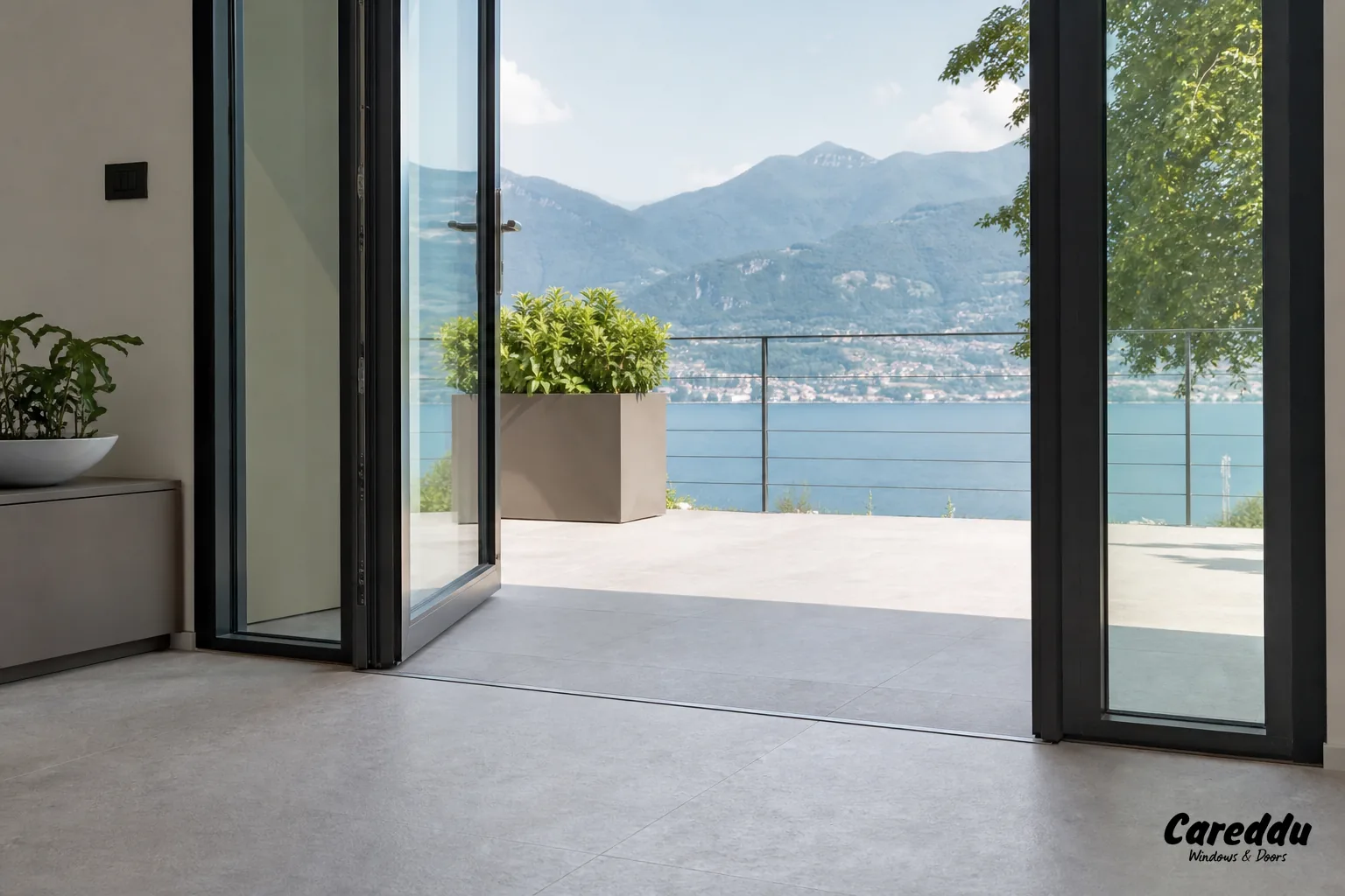 Porte-finestra in alluminio con soglia ribassata: accessibilità, luce e design senza barriere