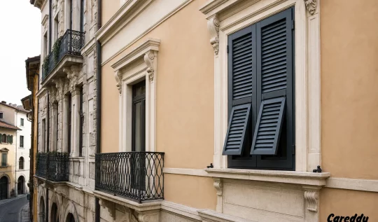 Persiane alla genovese in alluminio in un palazzo del centro di Brescia